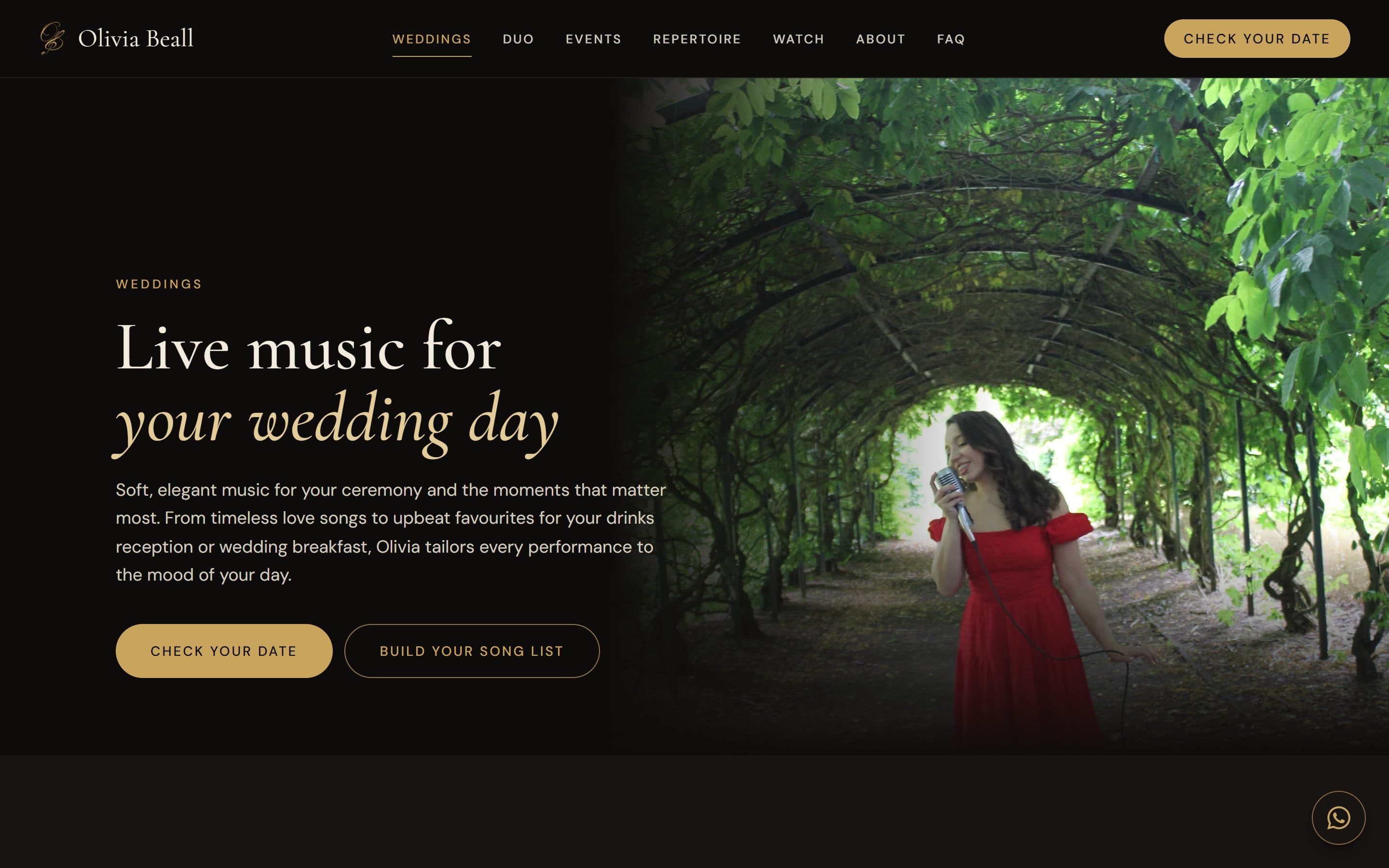 Weddings page design