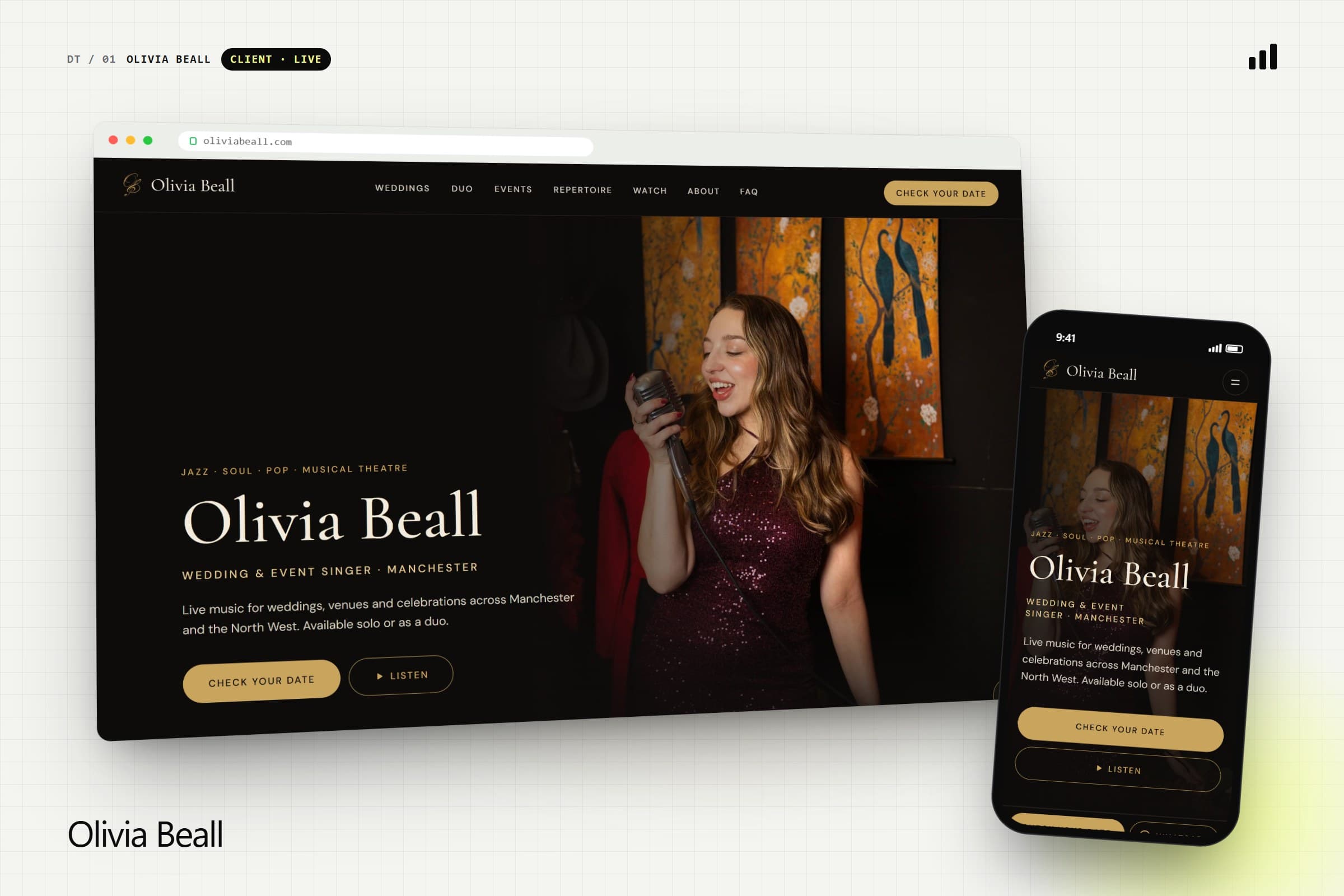 Olivia Beall on desktop and mobile